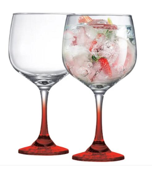 Imagem de Kit 2 Taça Gin Tônica grande em vidro com haste colorida 690ml
