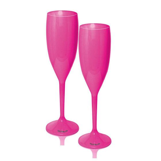 Imagem de Kit 2 Taças Champagne Rosa Acrílico Poliestireno