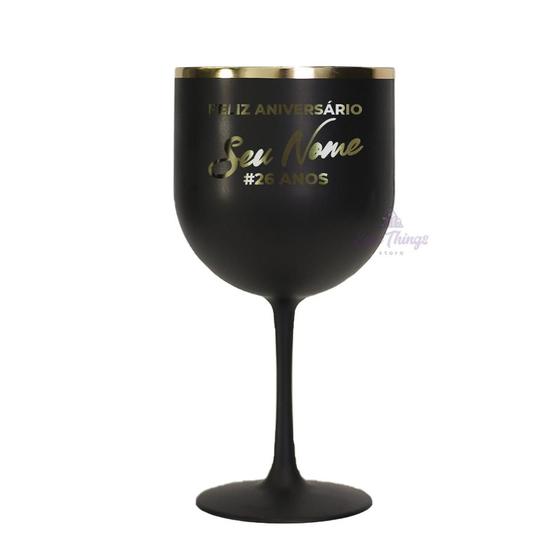 Kit 2 Taças de Gin Borda Metal Personalizada p/ Aniversário Menor preço em Kit 2 Taças de Gin Borda Metal Personalizada p/ Aniversário