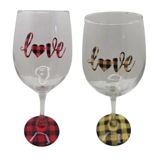Imagem de Kit 2 Taças Frase Love Namorados Personalizada Vinho 490Ml