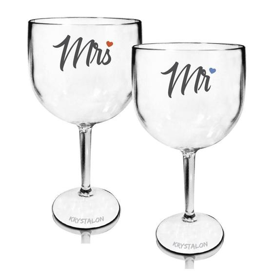 Imagem de Kit 2 Taças Gin Mr&Mrs Acrílico - Para Dia Dos Namorados