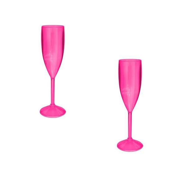 Imagem de Kit 2 Taças Vip Cristal Rosa Neon 180Ml Plástico Premium