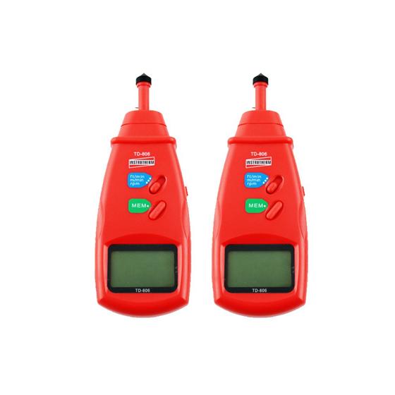 Imagem de Kit 2 Tacômetro Digital Contato Rotação Faixa 0,5 A 19999 Rpm Velocidade Td-806 Portátil Instrutherm Com Estojo