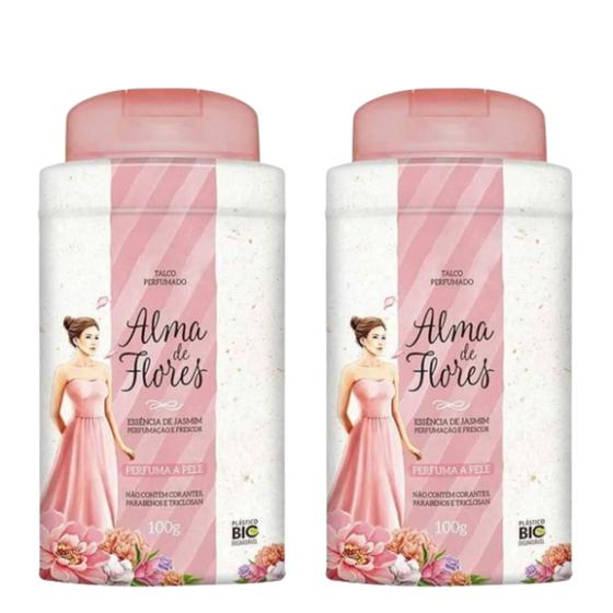 Imagem de Kit 2 Talco Perfumado Alma De Flores Jasmim 100G - Memphis