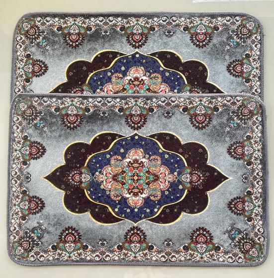 Imagem de Kit 2 Tapete Estampado Indiano Antiderrapante 40x60 Kasilar
