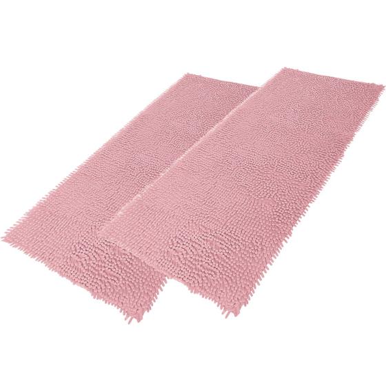 Imagem de Kit 2 Tapete Passadeira Cozinha Quarto 1,00m x 50cm Macio Antiderrapante Rosa