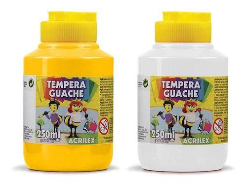 Imagem de Kit 2 TEMPERA GUACHE - 250ml - AMARELO e BRANCO - 020250505 / 020250519