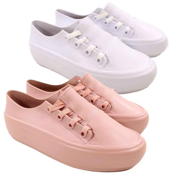 Imagem de kit 2 tênis Casual feminino Slip On Sneakers Street moda