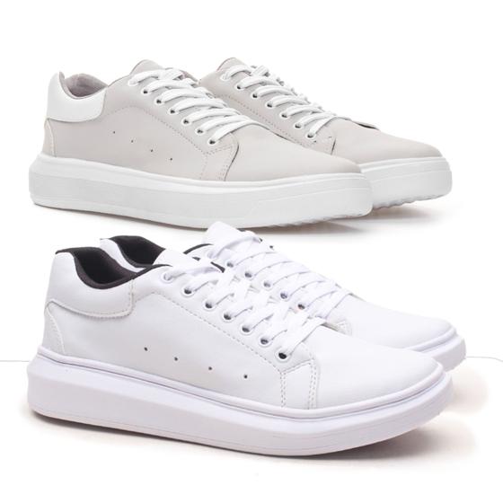 Imagem de Kit 2 Tenis Casual Masculino Sola Alta Flat Plataforma Facil Calce Conforto Macio