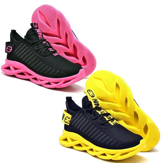 Imagem de Kit 2 Tênis Esportivo Masculino Academia Shoes  Amarelo