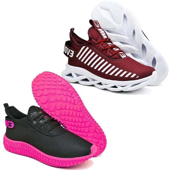 Imagem de Kit 2 Tênis Feminino Evoltenn Easy Modelos Diferentes Vermelho/Rosa