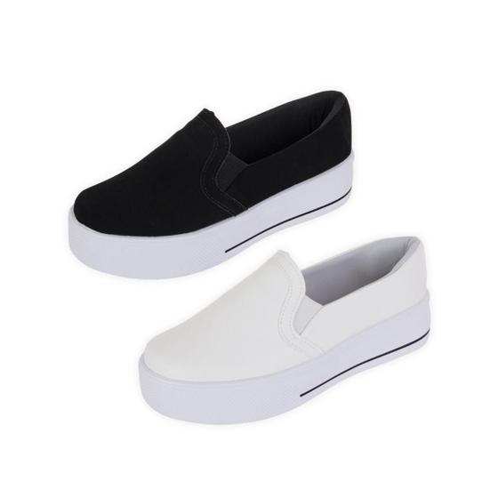 Imagem de Kit 2 Tênis Slip On Feminino Casual Confortável Básico Bellinda Shoes