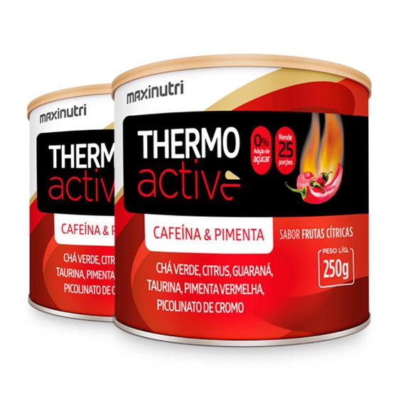 Imagem de Kit 2 Thermo Active Cafeína Maxinutri 250g Frutas Cítricas