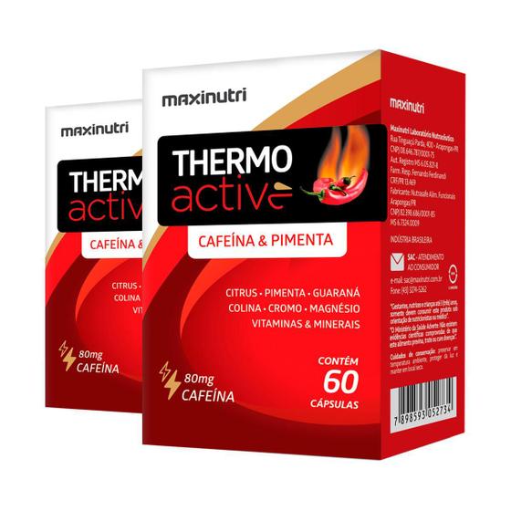 Imagem de Kit 2 Thermo Active Cafeína Maxinutri 60 Cápsulas