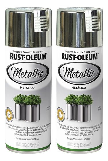 Imagem de Kit 2 Tinta Spray Cromado Uso Geral Rust Oleum Artesanato