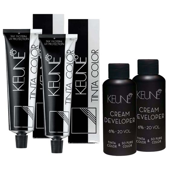 Imagem de Kit 2 Tintas Color Keune 60ml + 2 Ox Cream Dev 6% 20vol 60ml