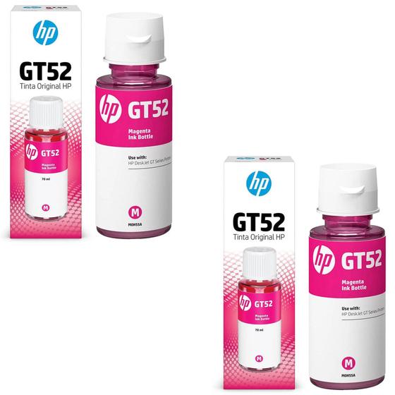 Imagem de Kit 2 Tintas HP GT52 GT 52M M0H55AL Magenta  GT5822 Ink Tank 416 517 532 617  Original 70ml