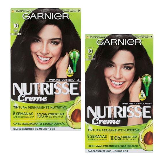 Imagem de Kit 2 Tintura Creme Nutrisse Garnier Ônix 10 Kit