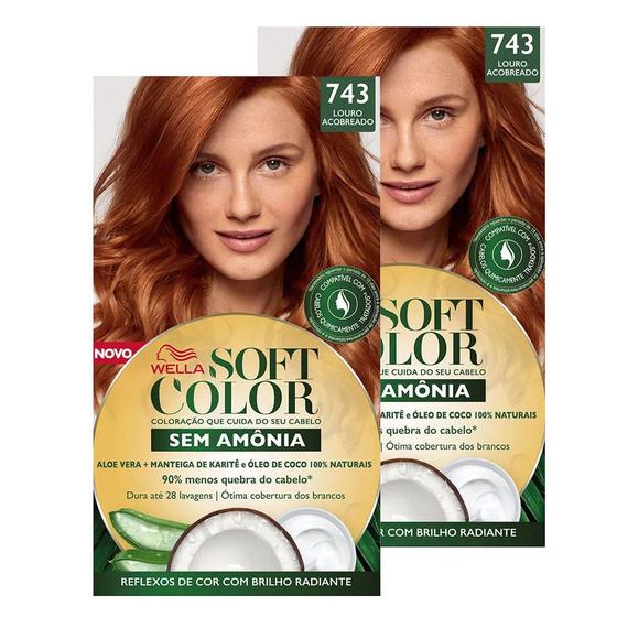 Kit 2 Tintura Soft Color Sem Amônia Louro Acobreado 743 Kit Kit com ...