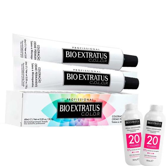 Imagem de Kit 2 Tinturas Bio Extratus Color Intensificador De Vermelho 0.6 + 2 OX 20 Volumes 90ml