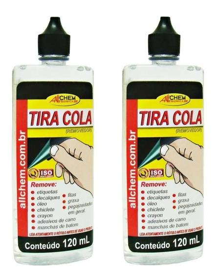 Imagem de Kit 2 Tira Cola 120Ml Remove Cola Adesivo Duplaface Allchem