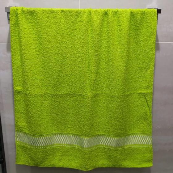 Imagem de Kit 2 Toalha de banho básico confortável barra detalhada tecido algodão