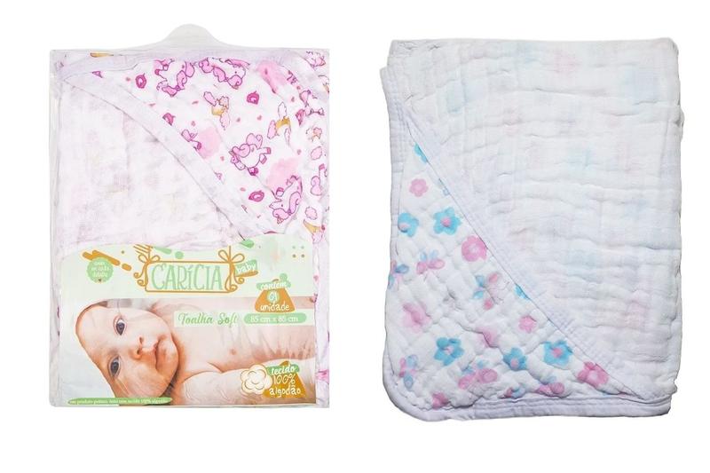 kit 2 Toalha de Banho Bebe Infantil Recem Nascido Soft 85cm x 85cm ...