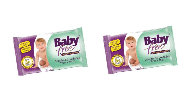 Imagem de Kit 2 Toalhas Umedecidas Baby Free C/50 Unidades - Qualybless