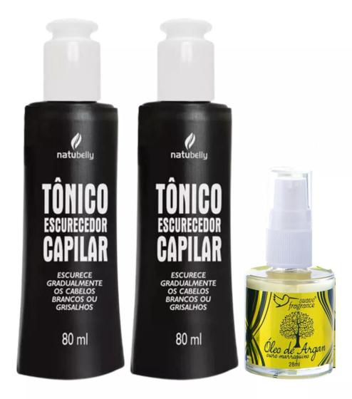 Imagem de Kit 2 Tônico Escurecedor Capilar + Óleo de Argan Protege e Hidrata os Cabelos