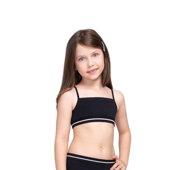 Imagem de Kit 2 Top Com Alça Lobinha Infantil Em Microfibra juvenil Básico Sem Costura e Sem Bojo Menina Lupo