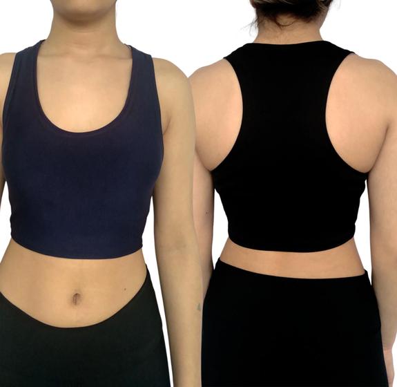 Imagem de Kit 2 Tops Femininos Regata Justos Lisos Cores Sortidas Suplex Pp ao Plus Size