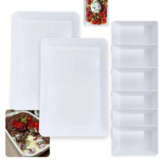 Imagem de Kit 2 Travessas de 30 Cm para Buffet + 6 Travessas 22,5 Cm Pequenas em Melamina Profissional  Bestfer 