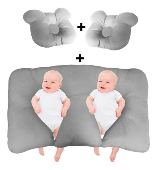 Imagem de Kit 2 Travesseiro Bebe Anatômico Almofada Amamentação Gemeos