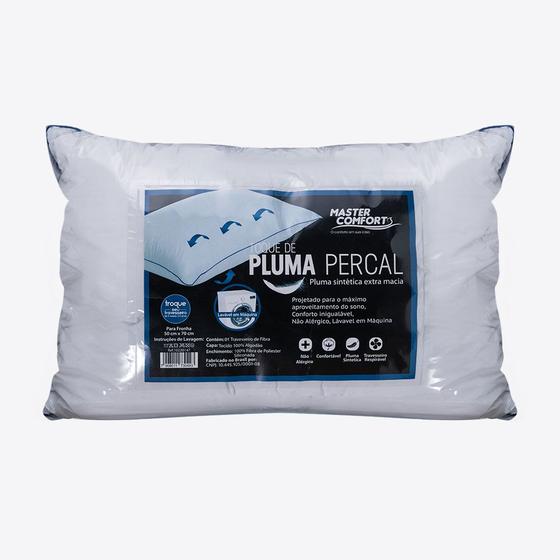 Imagem de Kit 2 Travesseiro Fibra 70x50cm Pluma Percal Master Comfort