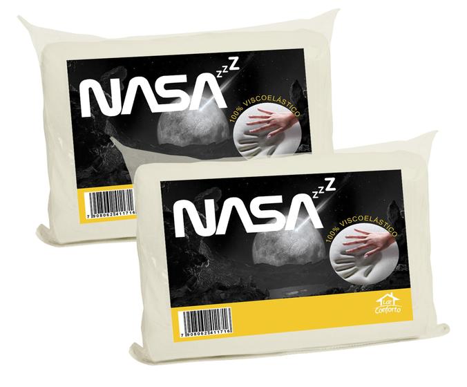 Kit 2 Travesseiro Nasa 14cm Altura Espuma Nasa Zz Antifungos - Lar Conforto