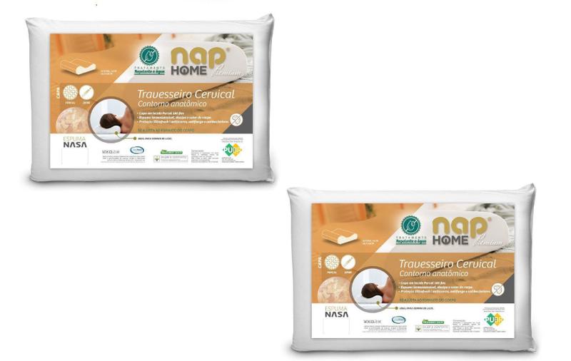 KIT 2 Travesseiro Nasa Cervical Ortopédico Anatômico Premium Nap antiácaro Menor preço em KIT 2 Travesseiro Nasa Cervical Ortopédico Anatômico Premium Nap antiácaro