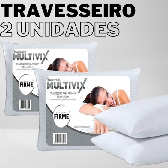 Imagem de Kit 2 Travesseiro Poliéster Multivix 50Cm X 70Cm Branco