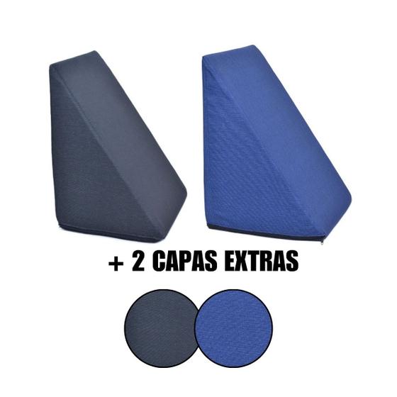 Imagem de Kit 2 Travesseiro Triangular Encosto Espuma Antirefluxo Apoio Costas Anatômico Leitura + Capa Extra