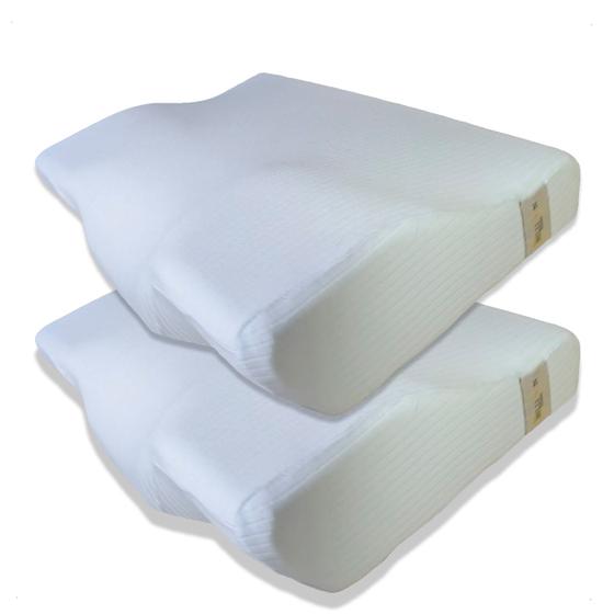 Imagem de Kit 2 Travesseiros Cervical De Memory Foam Original Branco