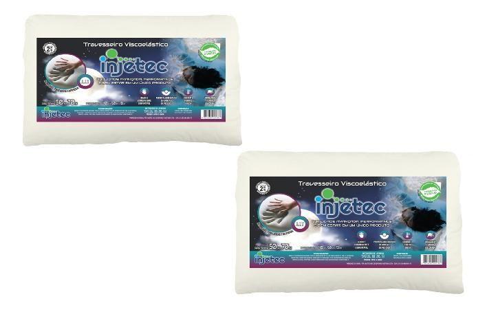 Imagem de Kit 2 Travesseiros com Espuma Viscoelástica  Suporte Ideal para Cabeça e Pescoço