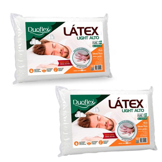 Imagem de Kit 2 Travesseiros Duoflex Látex Light 50x70x16cm LP1101