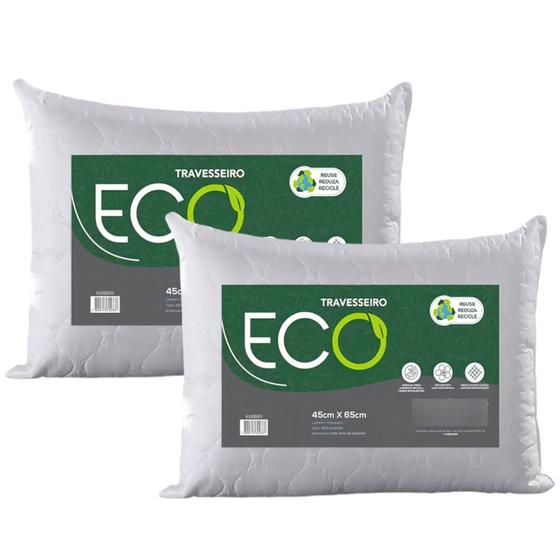 Imagem de Kit 2 Travesseiros Eco Hedrons Branco (45cm x 65cm)