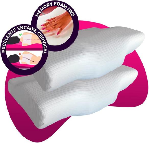 Imagem de Kit 2 Travesseiros Ergonômico - I wanna sleep - Cervical Original, suporte ideal para a coluna. Contra dores no pescoço e coluna, insônia e ronco