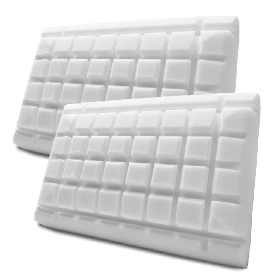 Imagem de Kit 2 Travesseiros Espuma Corte Tridimensional + Capa Malha 100% Algodão Lavável