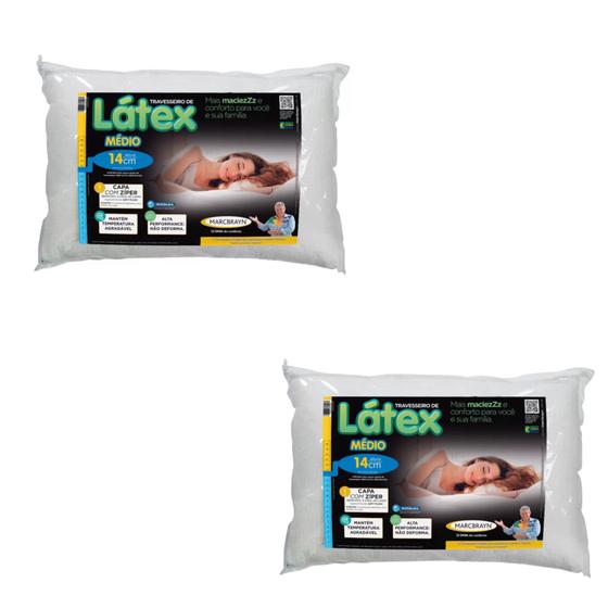 Imagem de Kit 2 Travesseiros Médio Látex Capa Com Zíper