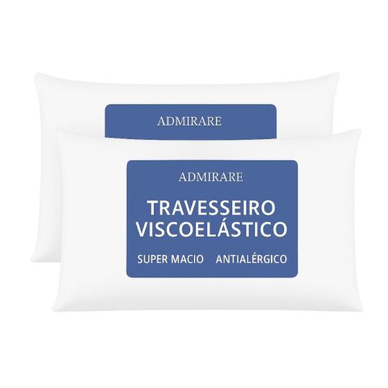 Kit 2 Travesseiros Nasa Antialérgico Super Macio - Admirare Imagem de Kit 2 Travesseiros Nasa Antialérgico Super Macio - Admirare