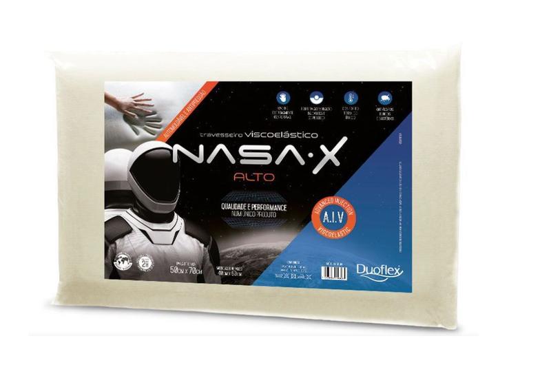 Imagem de Kit 2 Travesseiros Nasa X Alto 50cm x 70m Duoflex