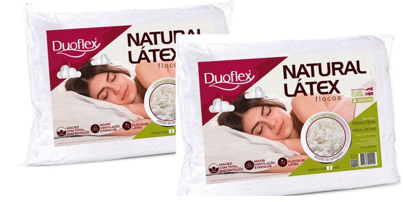 Imagem de Kit 2 Travesseiros Natural Latex Flocos Duoflex