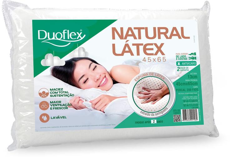 Imagem de Kit 2 Travesseiros Ortopédicos Látex Natural 45x65 Duoflex