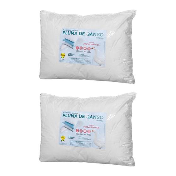 Imagem de Kit 2 Travesseiros Pluma de Ganso 40x130 Antialergico - Celiflex